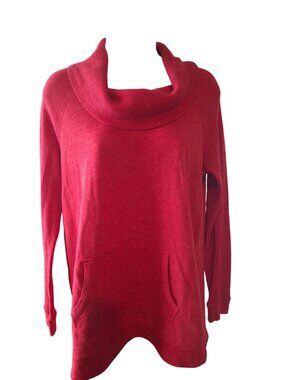 Sonoma Tunic Sweater Red Cowl Neck M Cozy Cottagecore Casual Boho